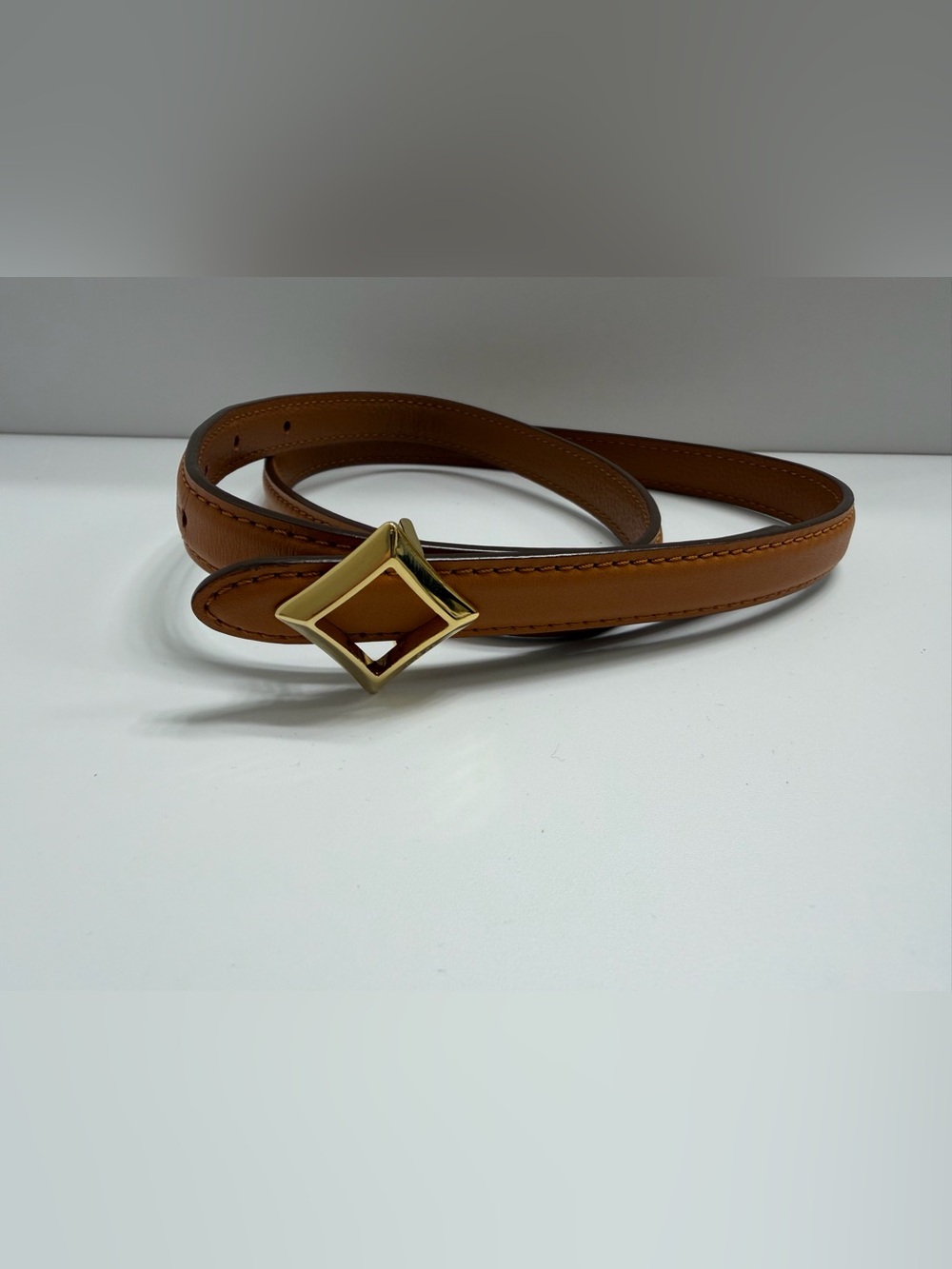 NWT- MCM Skinny Leather Belt With 24 K Gold Plated Diamond Buckle